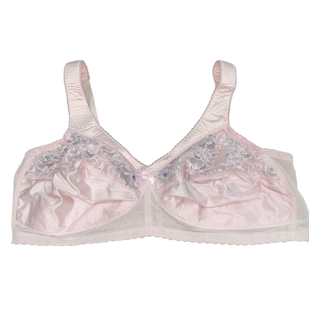 Glamorise Full‎ Coverage Bra, Light Pink Floral Lace, Comfort Style